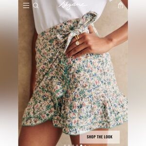 Sezane Come Santorini Ruffle Wrap Mini Skirt 38